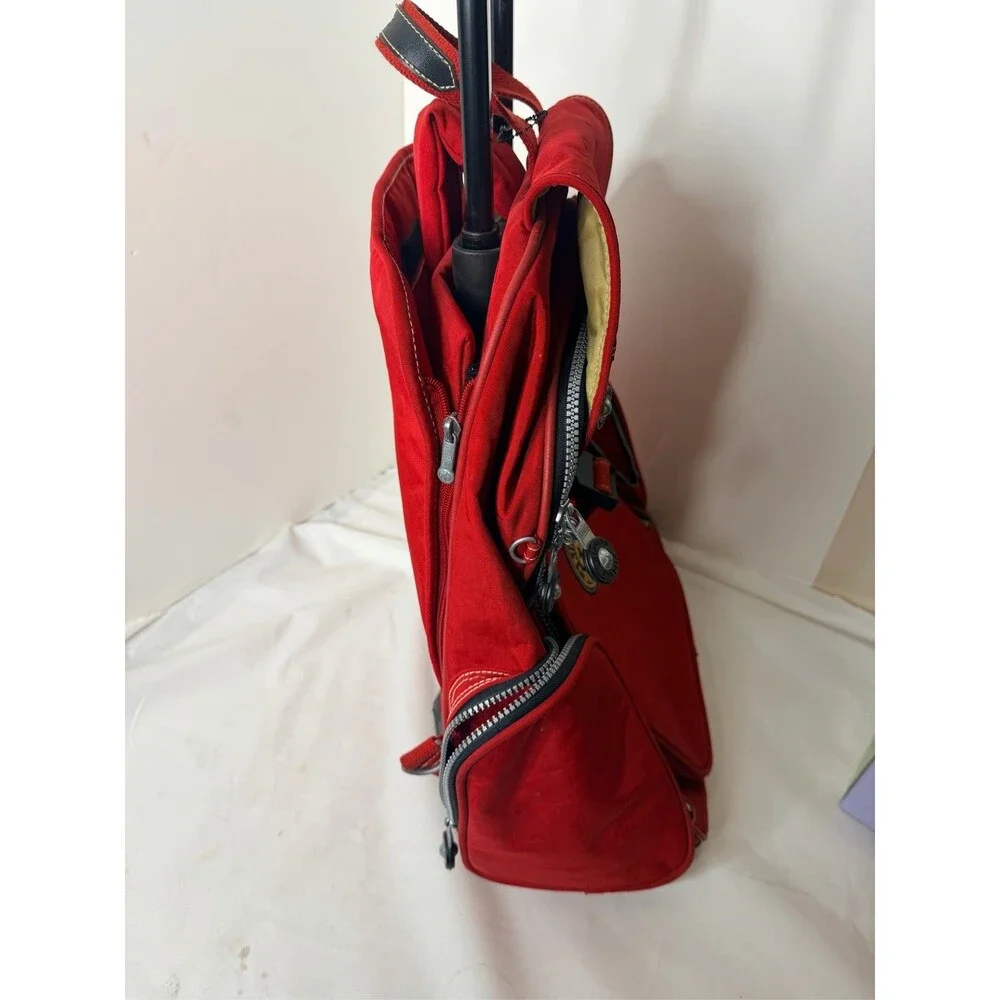 Kipling Sanaa Rolling Backpack Red Wheeled Travel School Bag Carry-On